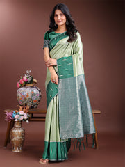 Orange & Maroon Lichi Silk Saree with Rich Zari Pallu & Tassels – Soft Festive Wear Saree for Women