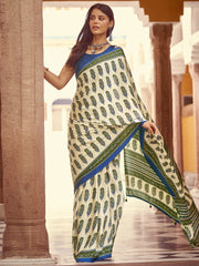 Women's Crepe Printed Designer Saree With Blouse Piece