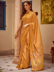 Women's Crepe Printed Designer Saree With Blouse Piece