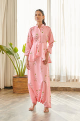 Taffy Pink Peplum Dhoti Jumpsuit