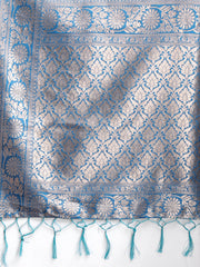 White & Maroon Woven Linen Cotton Saree with Rich Zari Border – Soft Festive Wear Saree for Women