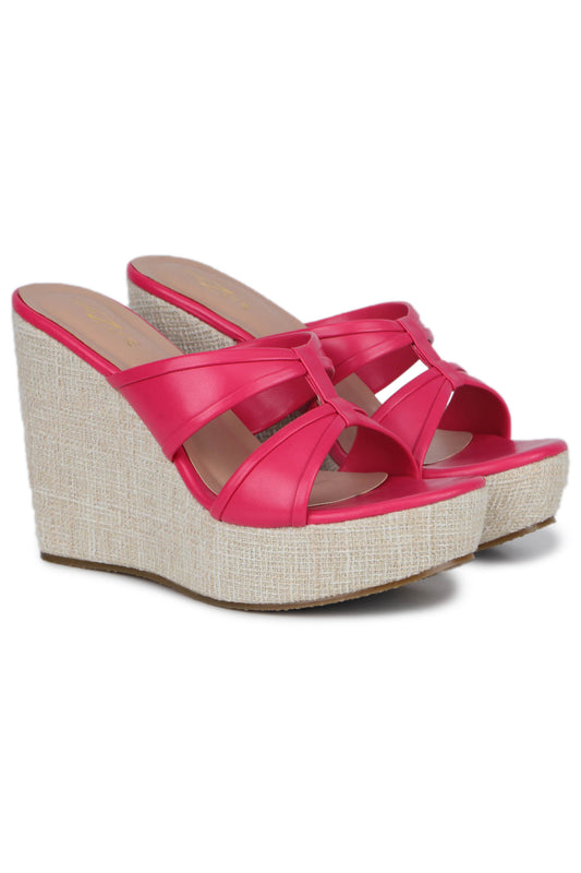 Casual Fashion Mules 5 Inches Wedge Open Back Round Toe Heels