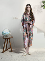 Floral Print Linen Shirt Midi Dress