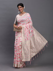 Premium Linen Cotton Saree with Pallu & Contrast Blouse Piece