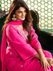 Pink Embroidered Kurta Set