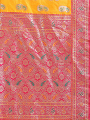 Banarasi Silk Saree with Silver Zari Border & Paisley Design - Festive Wedding Wear | Elegant Traditional Pallu | Soft Silk Finish for Women | Cultural Ethnic Saree