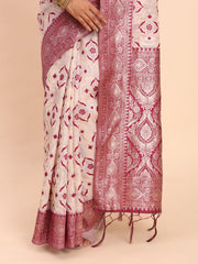 Premium Linen Cotton Saree with Pallu & Contrast Blouse Piece