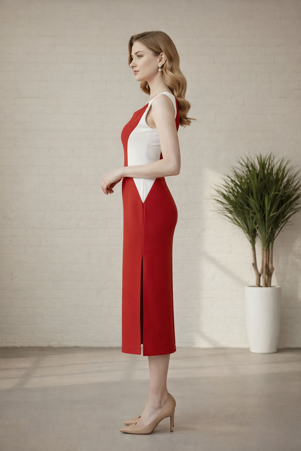 Red-White Hourglass Dress-ADR-19813