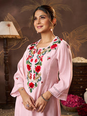 Ligth Pink Embroidered Kurta Set