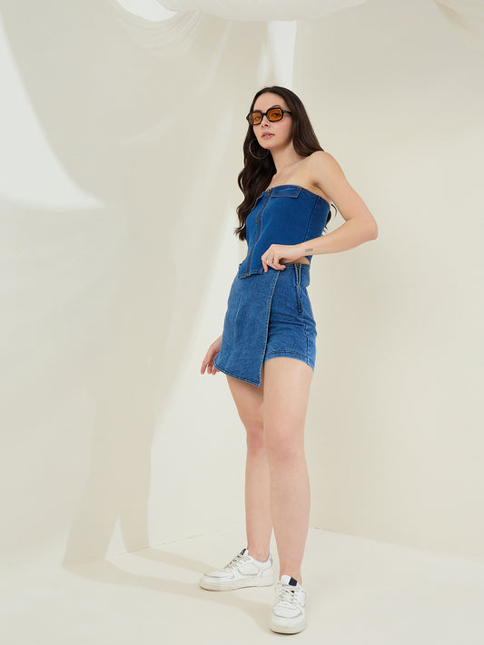 Women's Blue Denim Skorts