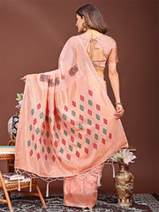 Jaquard Saree with Tassels - Radiate Soft Elegance and Timeless Beauty