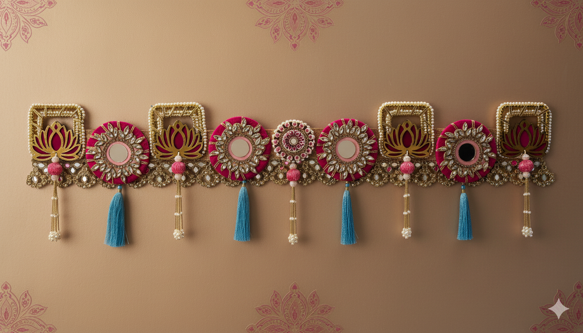 Handmade Mirror-Work and Lotus Toran/ Bhandanwar
