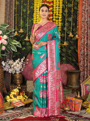 ASTITA - Traditional Art Silk Temple Border Festive Wedding Wear Saree