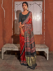 Women's Viscose Silk Printed Designer Saree With Blouse Piece