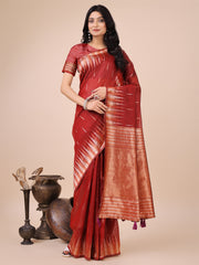 Premium Charcoal Black Linen Cotton Saree with Copper Zari Pallu & Abstract Print – Office & Festive Wear