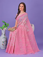 Light Green Lichi Silk Saree with Floral Weaving & Tassel Pallu – Elegant Festive & Party Wear Saree