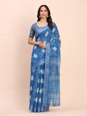 Rust Cotton Cotton Saree with Tribal Floral Print | Bold Ethnic Design | Lightweight Casual & Festive Saree for Women