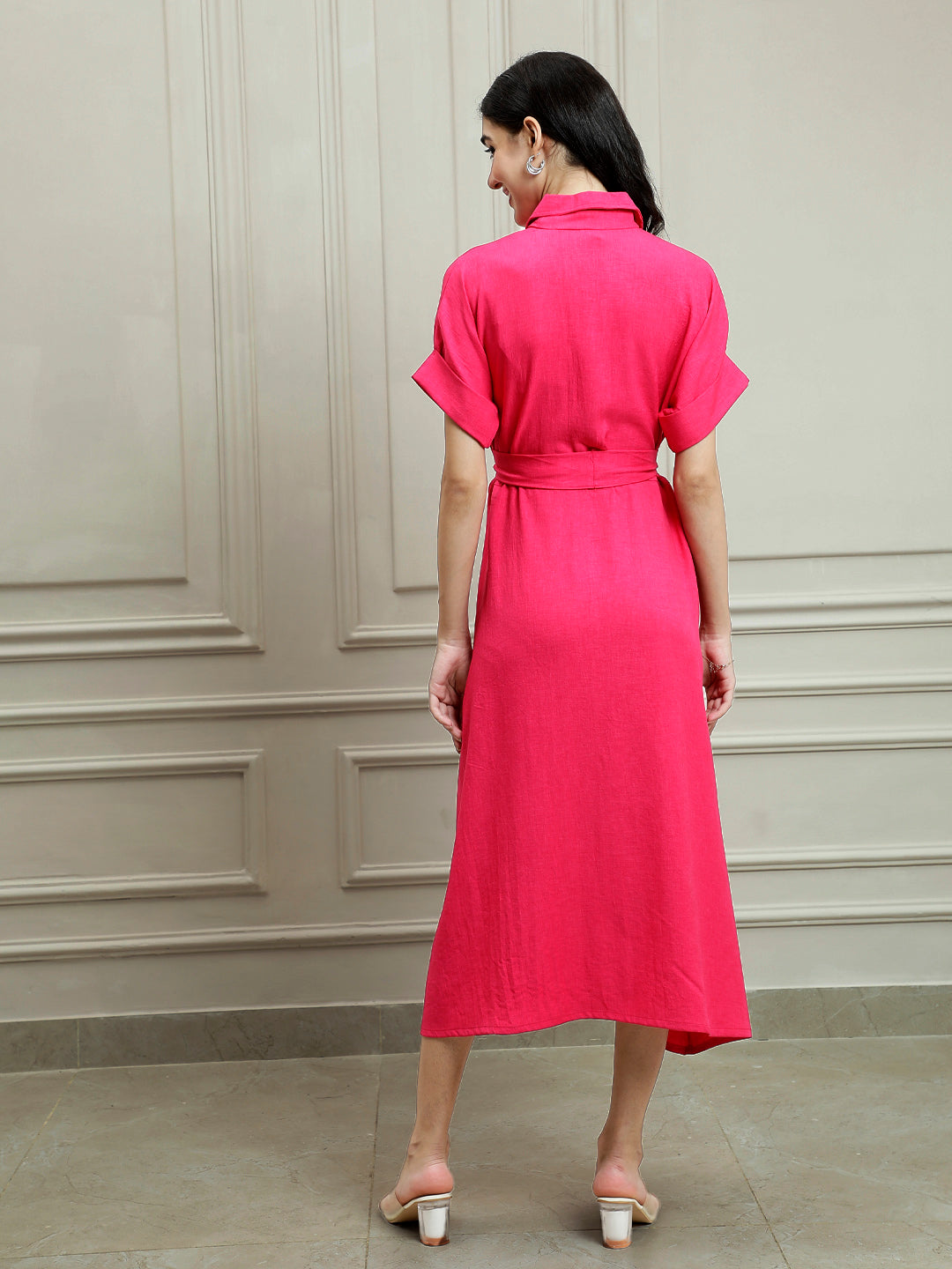 Linen A-Line Midi Dress