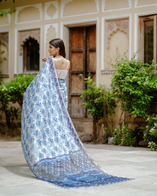 Noori Blue Ready Saree with Blouse