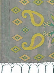 Stylish Green Linen Cotton Saree with Woven Design – Lightweight Elegance for Everyday Grace