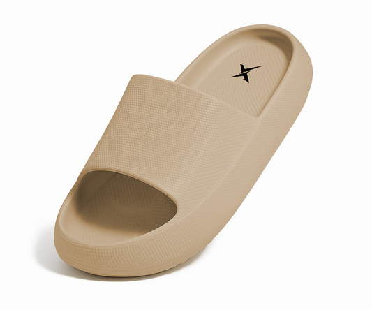 CloudFoam Pillow Slippers for Men Non Slip Quick Drying Shower Slides Bathroom Sandals  HA8201 Beige