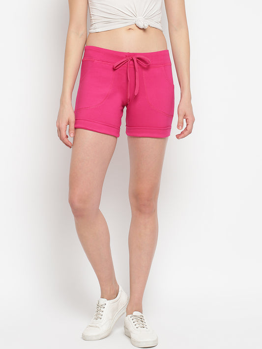 Women's Pink Cotton Shorts