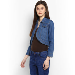 Women's Denim Light Blue Collar Style Shrug
