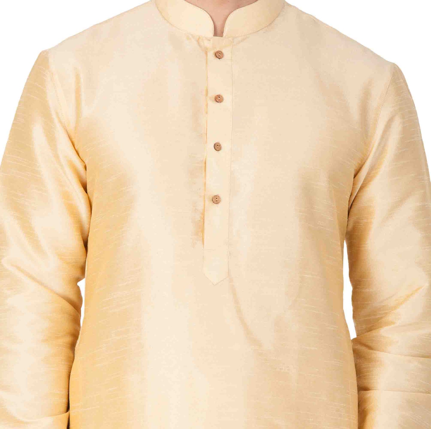 Vastramay - Men's Gold Silk Blend Kurta Only