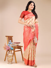 Graceful Cream and Navy Blue Silk Saree – Traditional Elegance with Royal Charm