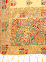 Linen Saree with Multicolor Weaving & Zari Pallu - Elegant & Lightweight for Everyday Grace