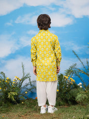Boys' Mehendi Green Kurta and Pyjama Set