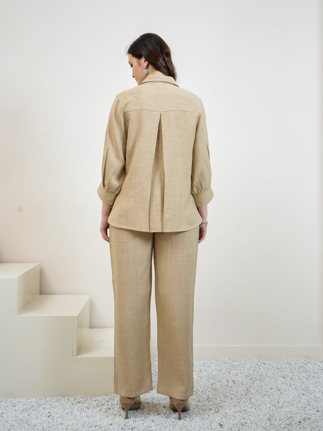 Embroidered Linen Shirt With Trousers