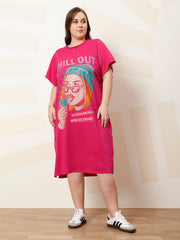 Cotton Printed T-shirt Midi Dress