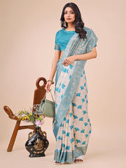 Elegant Linen Cotton Saree with Zari Woven Border and Pallu - Soft Lightweight Saree for Daily, Festive & Office Wear