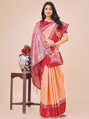 Graceful Light & Dark Pink Silk Saree with Rich Woven Border & Paisley Pallu – Perfect for Festive & Wedding Wear