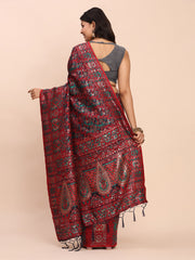 Elegant Jacquard Linen Cotton Saree with Traditional Multicolor Weave & Tassel Pallu - Festive & Casual Wear for Women
