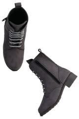 Grey Block Solid Regular Boots
