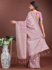 Elegant Sea Green Linen Cotton Saree with Silver Zari – Perfect Blend of Comfort & Charm