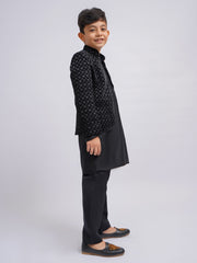 Boys' Black Jodhpuri, Kurta and Pyjama Set