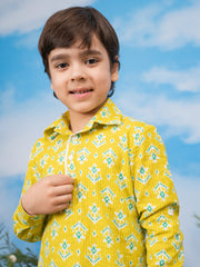 Boys' Mehendi Green Kurta and Pyjama Set
