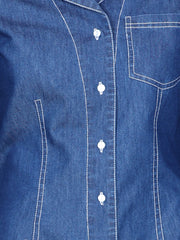 Girls Denim Shirt Dress with Lapel