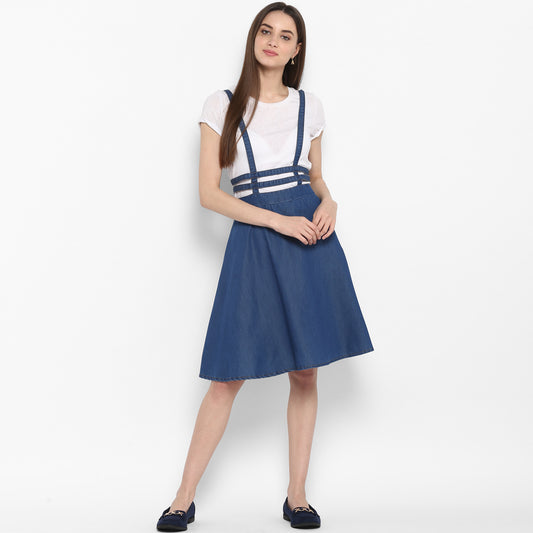 Women's Denim Dress with Thin Strap Detail