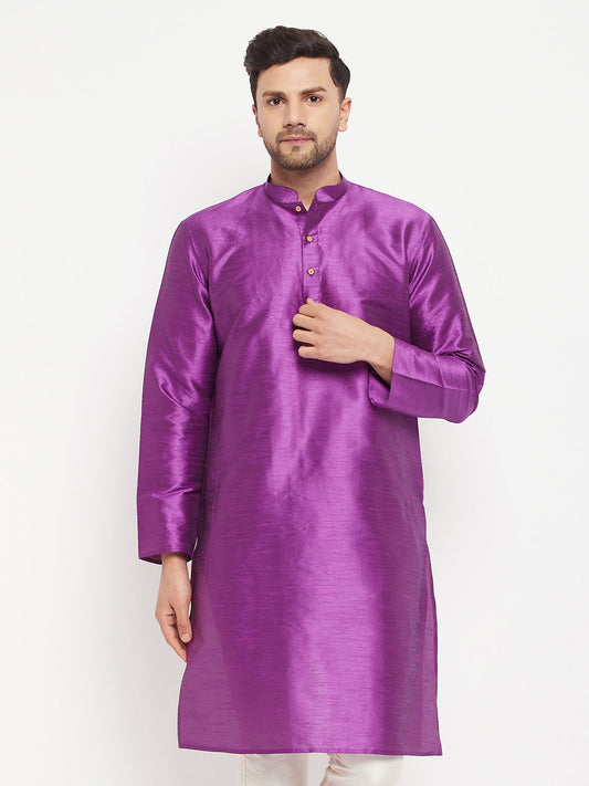 Vastramay - Men's Purple Silk Blend Kurta Only
