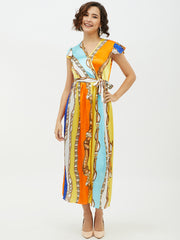 Women's Satin Chain Print Long Dress