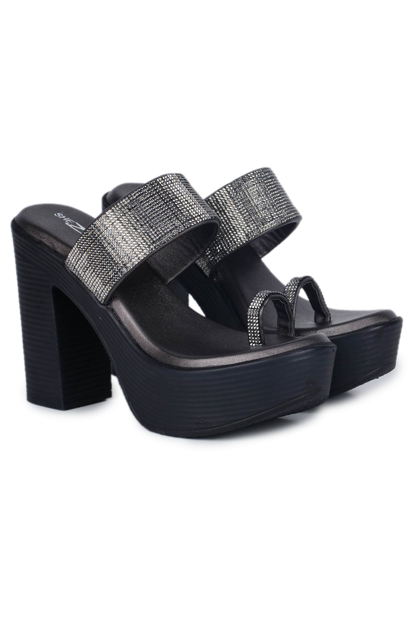 Casual Fashion Sandals 4 Inches Block Open Back Round Toe Heels