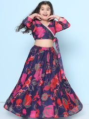 Girls Purple & Red Ready to wear Choli & Lehenga