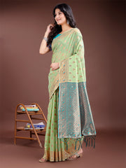 Elegant Sky Blue Cotton Saree with Contrast Pallu – Perfect Blend of Tradition & Comfort