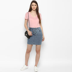 Women's Denim Skirt with Denim Draw String