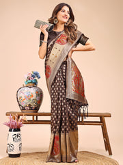 Grace in Every Thread – Sea Green & Beige Linen Cotton Saree with Royal Paisley Charm