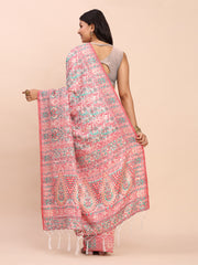Elegant Jacquard Linen Cotton Saree with Traditional Multicolor Weave & Tassel Pallu - Festive & Casual Wear for Women